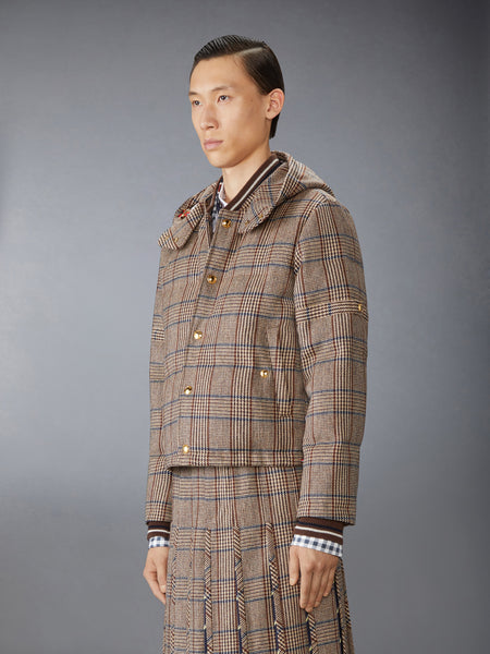 HUNTING TWEED 4-BAR DOWN FILL BOMBER JACKET DARK BROWN