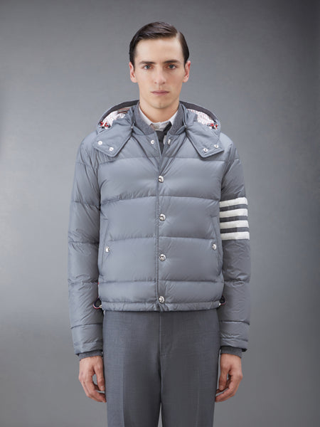 MATTE NYLON  4-BAR DOWN FILLED BOMBER MED GREY