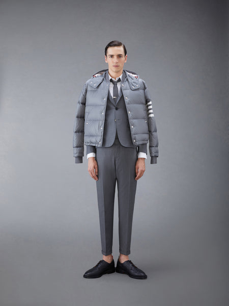 MATTE NYLON  4-BAR DOWN FILLED BOMBER MED GREY