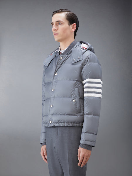 MATTE NYLON  4-BAR DOWN FILLED BOMBER MED GREY