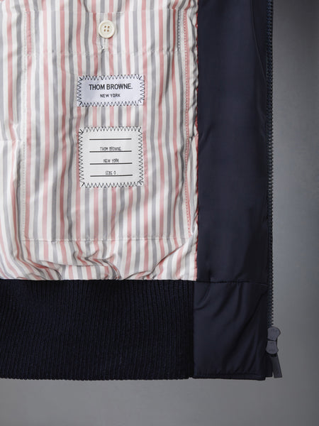 POLY TWILL 4-BAR OVERSIZED KNIT DOWN BLOUSON JACKET NAVY