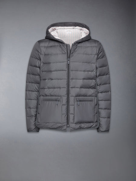 ULTRA LIGHT NYLON DOWN FILL HOOD JACKET DARK GREY