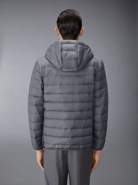 ULTRA LIGHT NYLON DOWN FILL HOOD JACKET DARK GREY