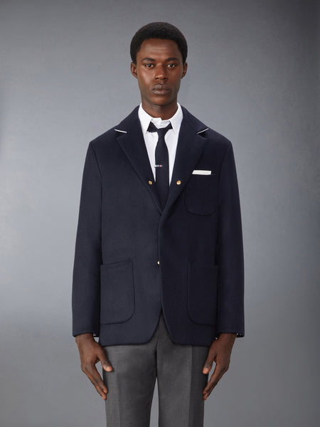 JACKET WEIGHT CASHMERE LIGHT WEIGHT DOWN FILL ELONGATED SACK SPORT COAT NAVY
