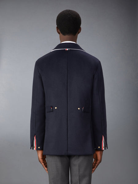 JACKET WEIGHT CASHMERE LIGHT WEIGHT DOWN FILL ELONGATED SACK SPORT COAT NAVY