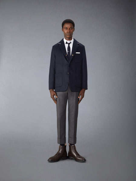 JACKET WEIGHT CASHMERE LIGHT WEIGHT DOWN FILL ELONGATED SACK SPORT COAT NAVY