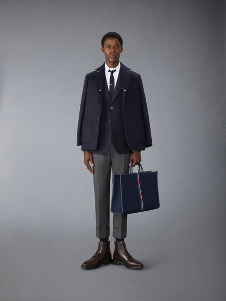 JACKET WEIGHT CASHMERE LIGHT WEIGHT DOWN FILL ELONGATED SACK SPORT COAT NAVY