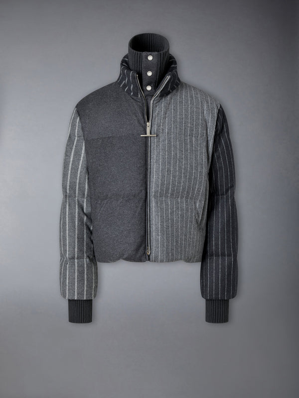 FLANNEL CHALK STRIPE DOWN FILLED JACKET - featured image