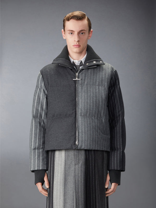 FLANNEL CHALK STRIPE DOWN FILLED JACKET - image 1