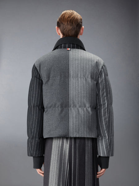 FLANNEL CHALK STRIPE DOWN FILLED JACKET MED GREY