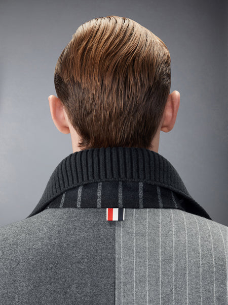 FLANNEL CHALK STRIPE DOWN FILLED JACKET MED GREY