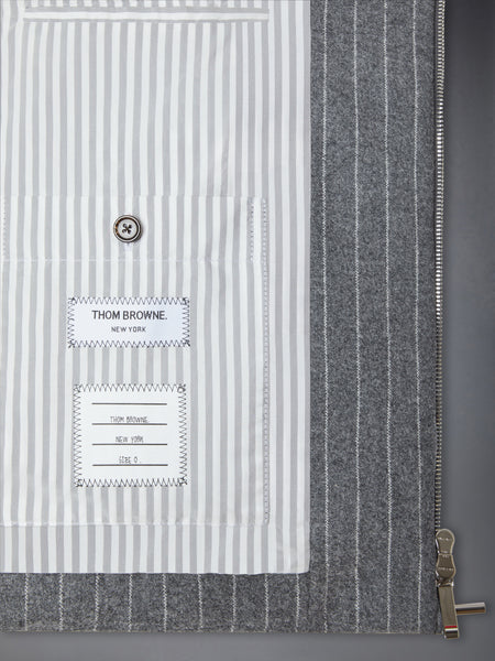 FLANNEL CHALK STRIPE DOWN FILLED JACKET MED GREY