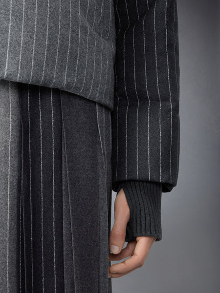 FLANNEL CHALK STRIPE DOWN FILLED JACKET MED GREY