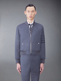 PLAIN WEAVE 4-BAR KNIT RIB BLOUSON JACKET