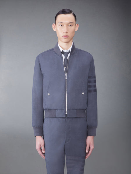 PLAIN WEAVE 4-BAR KNIT RIB BLOUSON JACKET DARK GREY