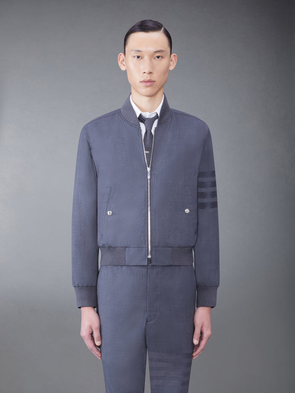 PLAIN WEAVE 4-BAR KNIT RIB BLOUSON JACKET - featured image