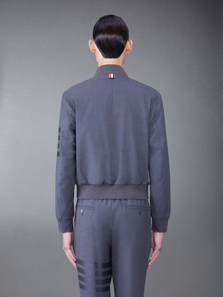 PLAIN WEAVE 4-BAR KNIT RIB BLOUSON JACKET DARK GREY