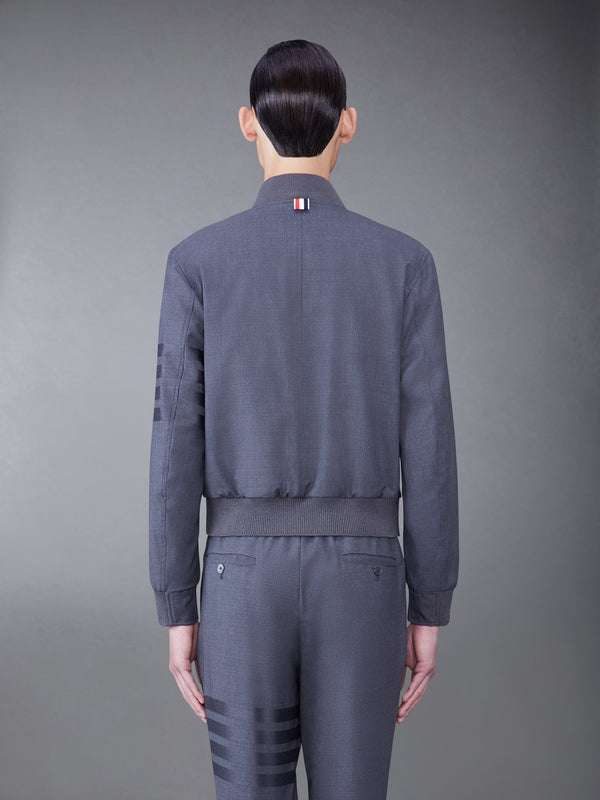 PLAIN WEAVE 4-BAR KNIT RIB BLOUSON JACKET - image 2