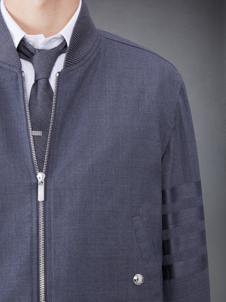 PLAIN WEAVE 4-BAR KNIT RIB BLOUSON JACKET DARK GREY