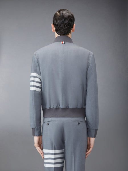 PLAIN WEAVE 4-BAR KNIT RIB BLOUSON JACKET MED GREY