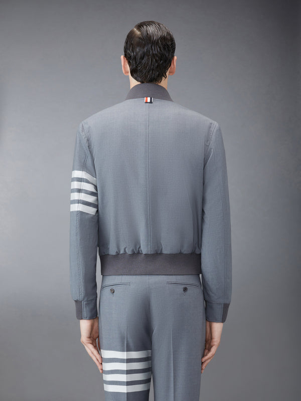 PLAIN WEAVE 4-BAR KNIT RIB BLOUSON JACKET - image 2