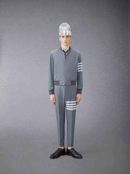 PLAIN WEAVE 4-BAR KNIT RIB BLOUSON JACKET MED GREY