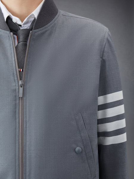 PLAIN WEAVE 4-BAR KNIT RIB BLOUSON JACKET MED GREY