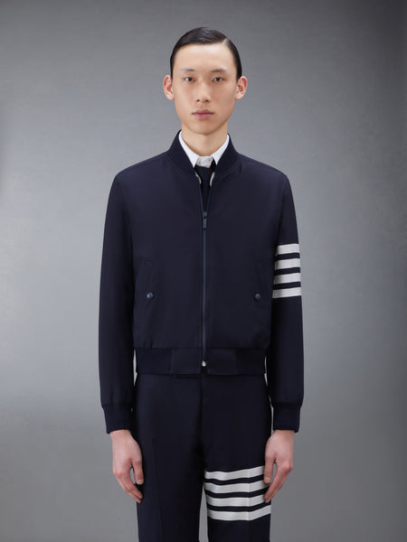 PLAIN WEAVE 4-BAR KNIT RIB BLOUSON JACKET NAVY