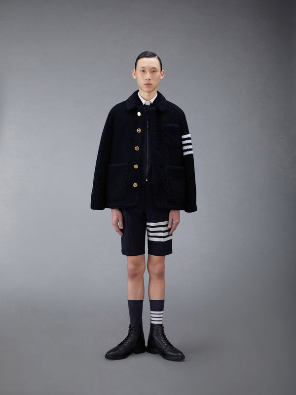 PLAIN WEAVE 4-BAR KNIT RIB BLOUSON JACKET - image 4
