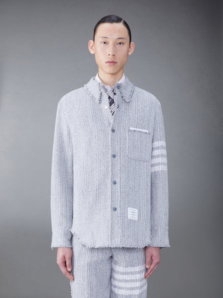 TWEED FRAY 4-BAR SHIRT JACKET MED GREY