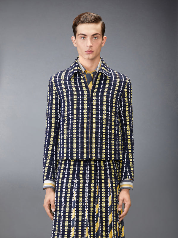 REPP STRIPE GROSGRAIN TWEED GOLF JACKET - image 1