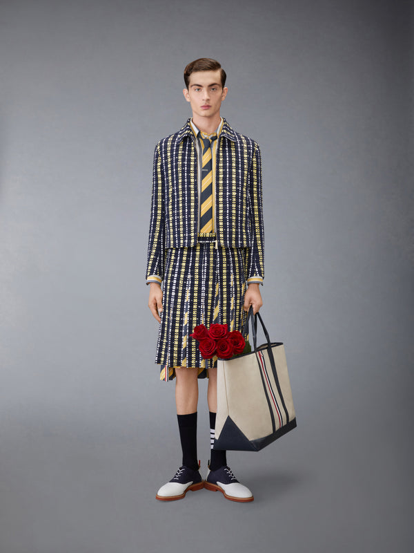 REPP STRIPE GROSGRAIN TWEED GOLF JACKET - image 4