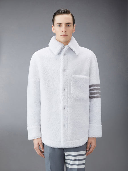 SHEARLING 4-BAR OVERSIZED SHIRT JACKET WHITE