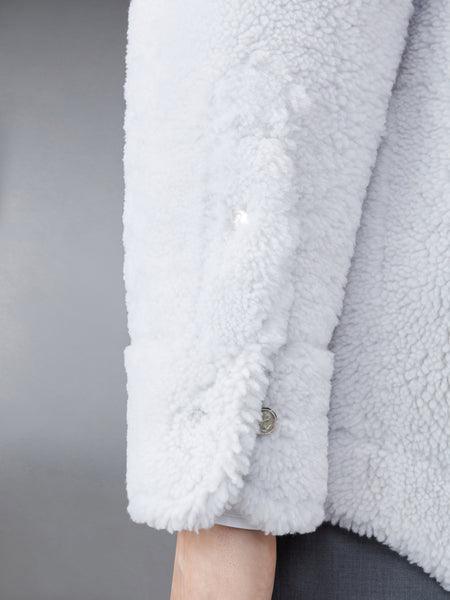 SHEARLING 4-BAR OVERSIZED SHIRT JACKET WHITE