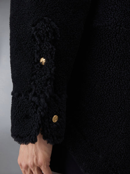 SHEARLING 4-BAR OVERSIZED SHIRT JACKET NAVY