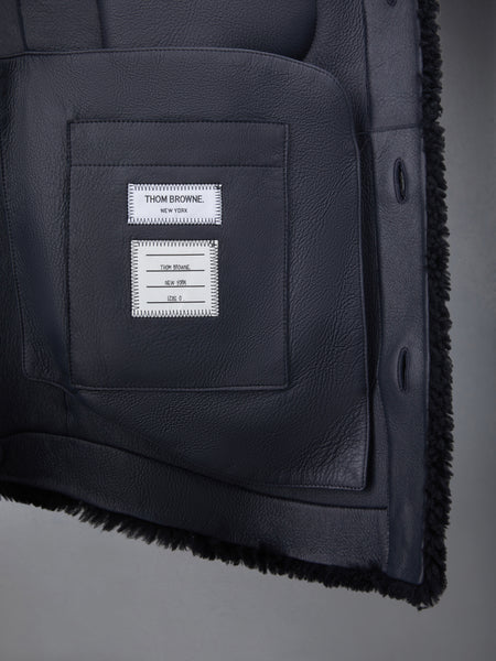 SHEARLING 4-BAR OVERSIZED SHIRT JACKET NAVY