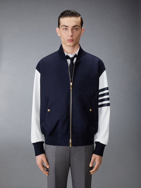 MELTON WOOL 4-BAR OVERSIZED BLOUSON JACKET NAVY