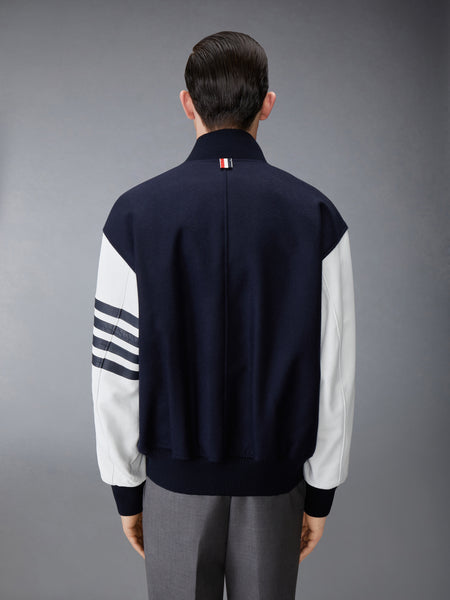 MELTON WOOL 4-BAR OVERSIZED BLOUSON JACKET NAVY