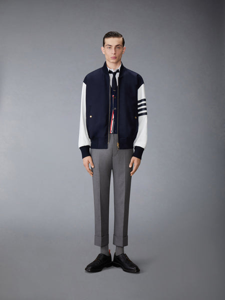 MELTON WOOL 4-BAR OVERSIZED BLOUSON JACKET NAVY