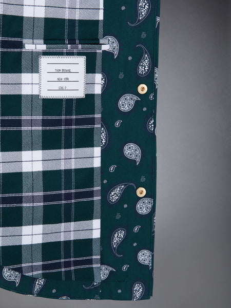 Fun-Mix Paisley Tartan Oversized Shirt Jacket DK GREEN