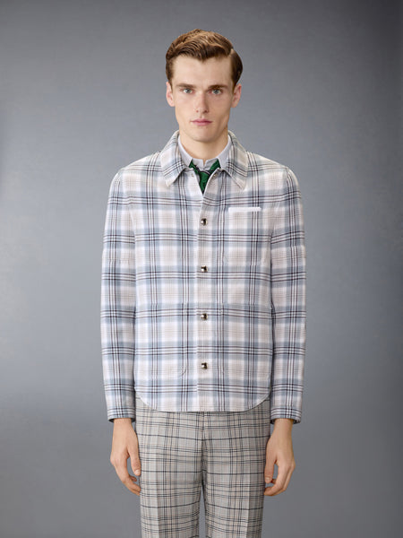 WINDOWPANE PLAID ARMBAND UTILITY JACKET SEASONAL MULTI
