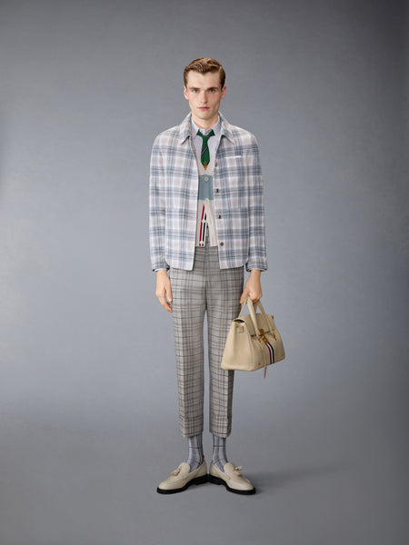 WINDOWPANE PLAID ARMBAND UTILITY JACKET SEASONAL MULTI