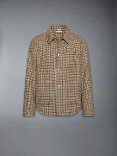 GUNCLUB CHECK CHEVIOT TWEED UTILITY JACKET BROWN