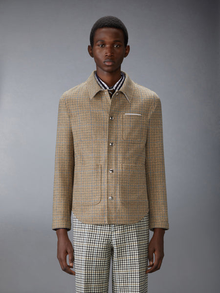 GUNCLUB CHECK CHEVIOT TWEED UTILITY JACKET BROWN