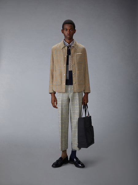 GUNCLUB CHECK CHEVIOT TWEED UTILITY JACKET BROWN