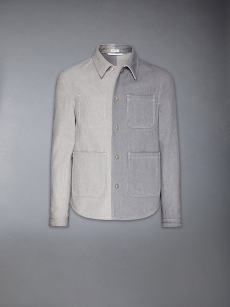 FUNMIX WASHED DENIM CONTRAST UTILITY JACKET MED GREY