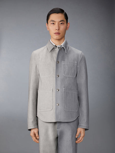 FUNMIX WASHED DENIM CONTRAST UTILITY JACKET MED GREY