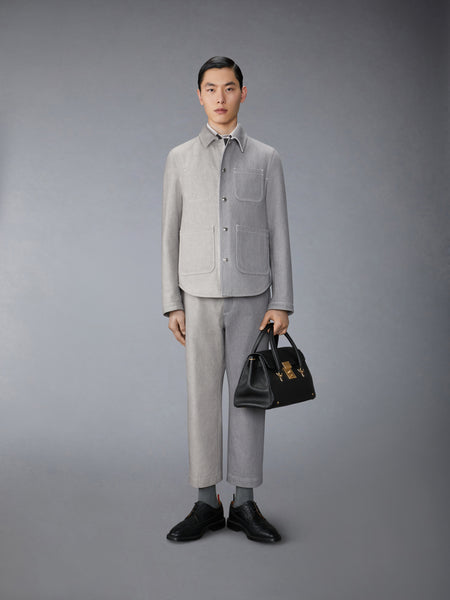 FUNMIX WASHED DENIM CONTRAST UTILITY JACKET MED GREY