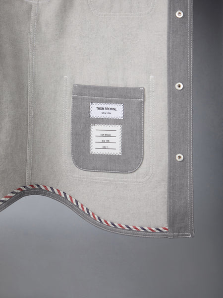 FUNMIX WASHED DENIM CONTRAST UTILITY JACKET MED GREY