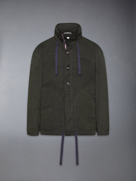 WAXED TECH HOODED ANORAK JACKET GREEN